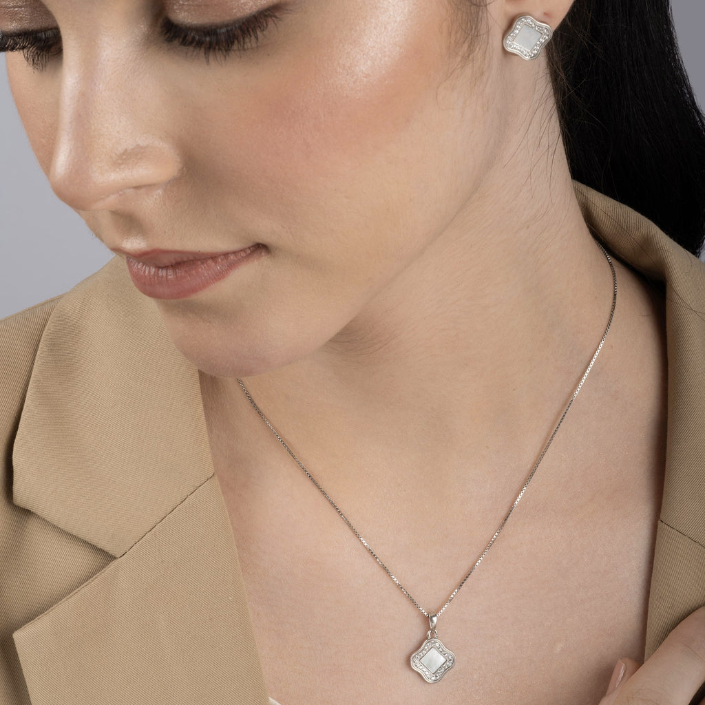 Aztec CZ Silver Pendant Set