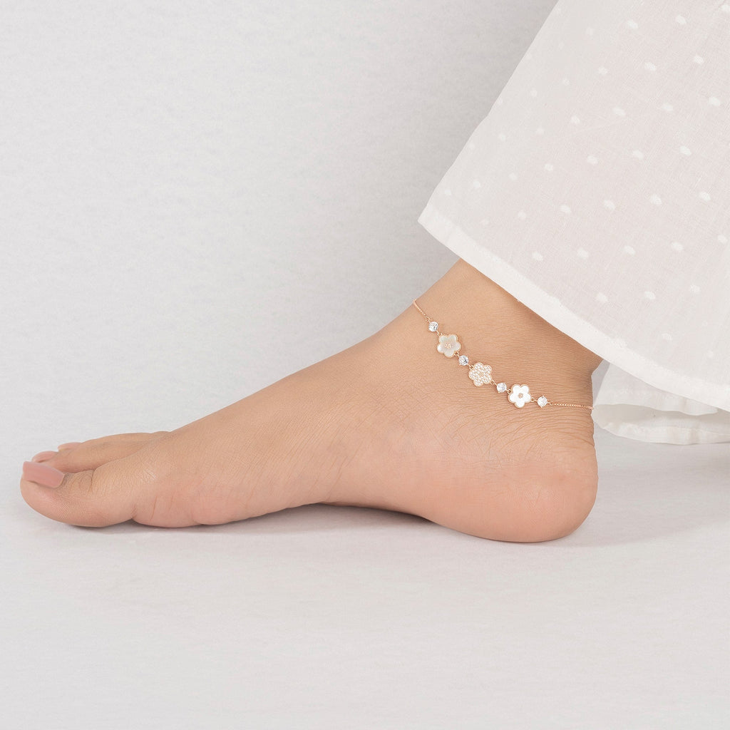 Flower Petal Stone Anklet