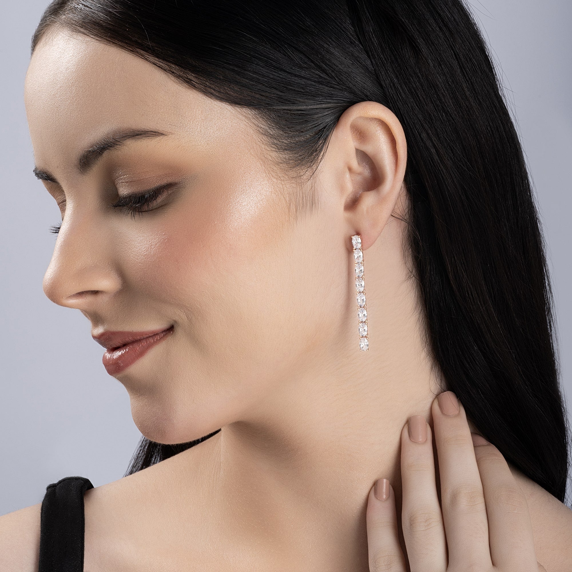 Rosegold Sleek CZ Dangler