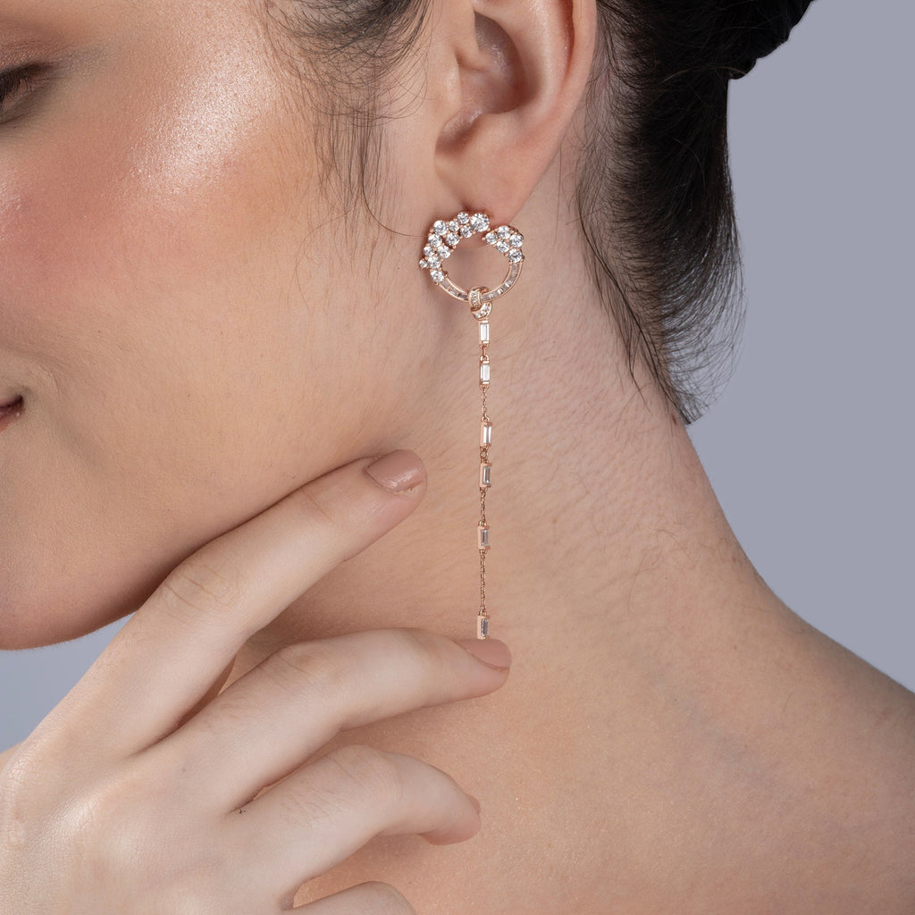 Rosegold Circular Sleek CZ Dangler