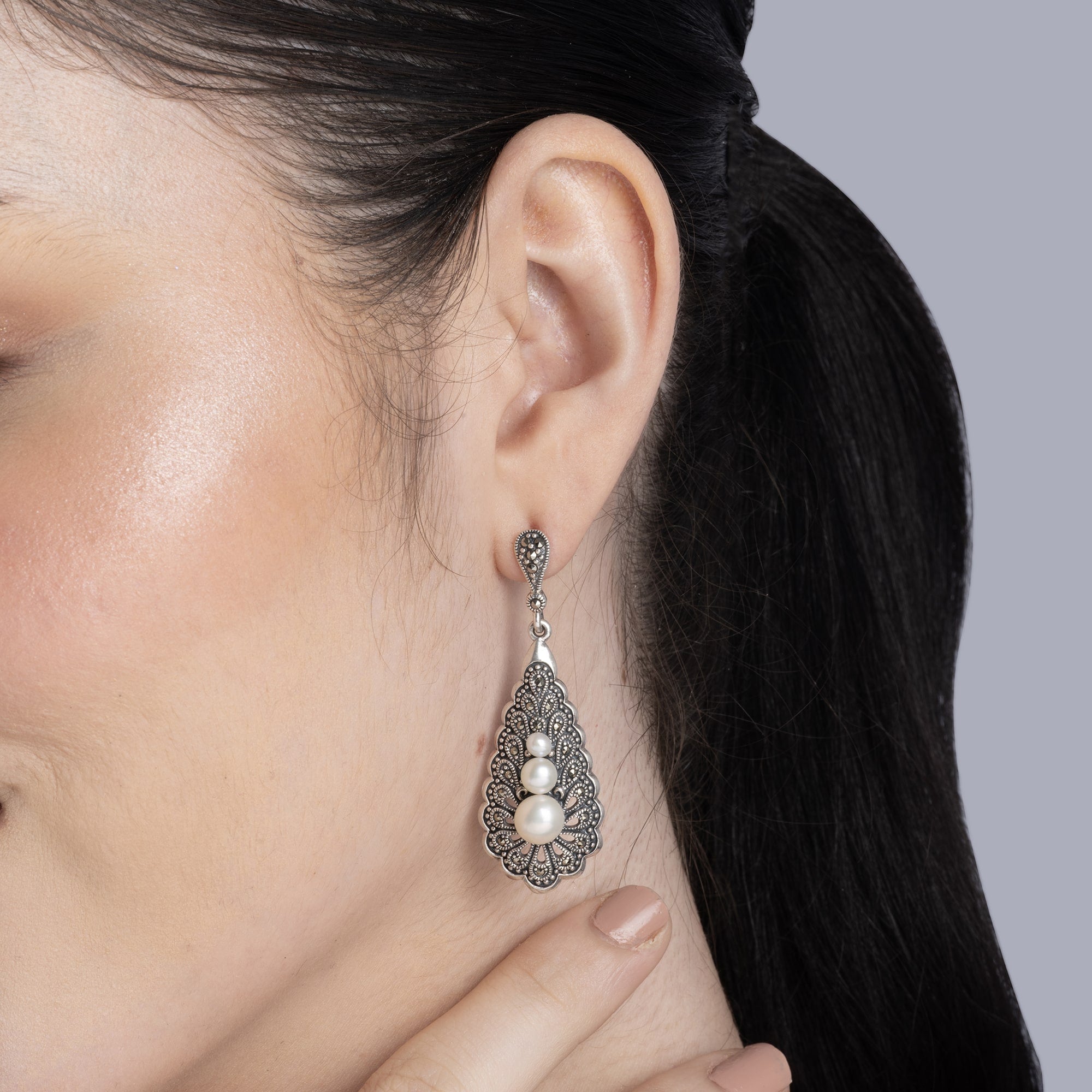 Silver Labyrinth Danglers