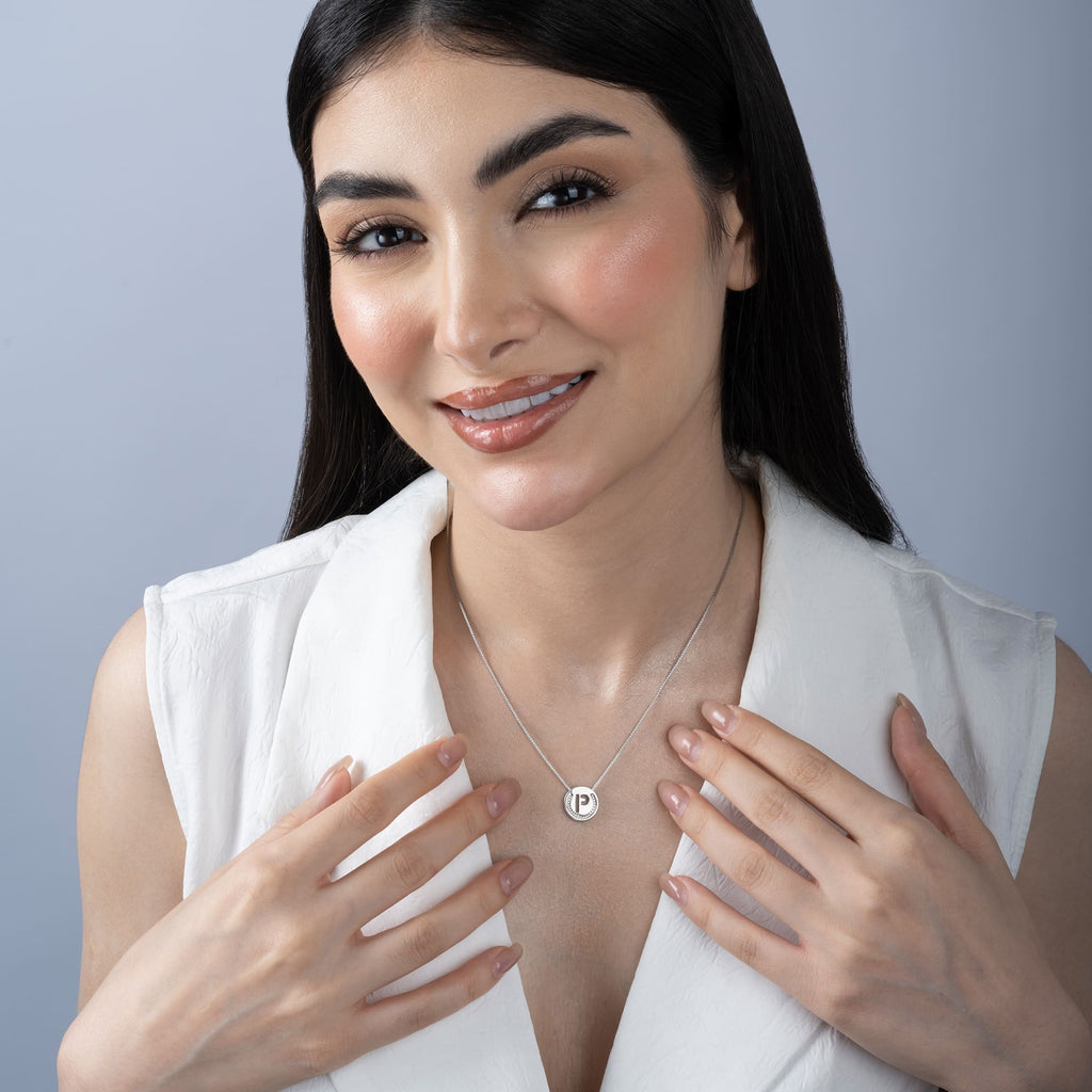 Circular Initial 'P' Necklace