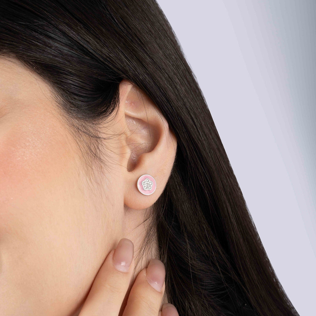 Pink Floral Studs