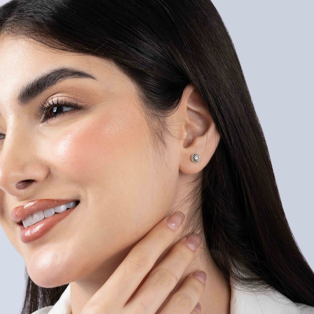 Sleek Circular Stone Studs