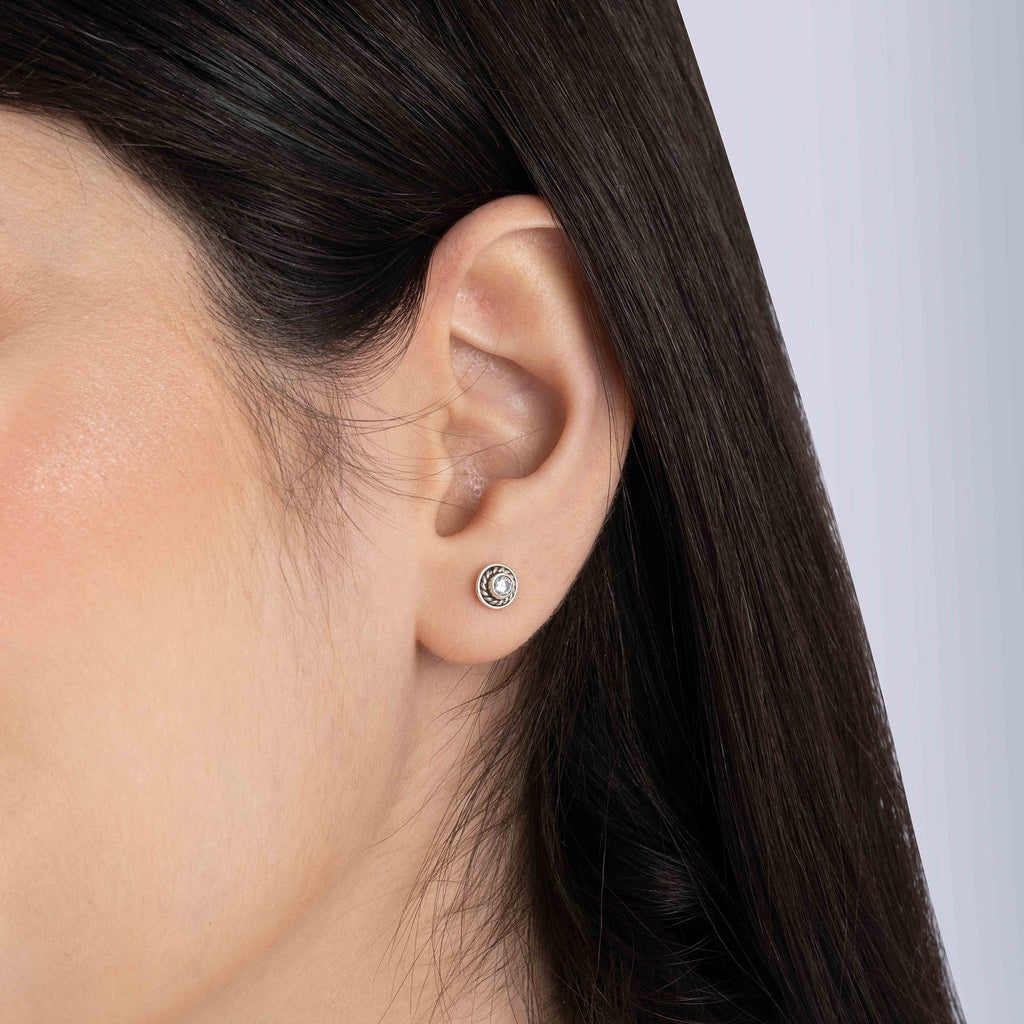 Sleek Circular Stone Studs