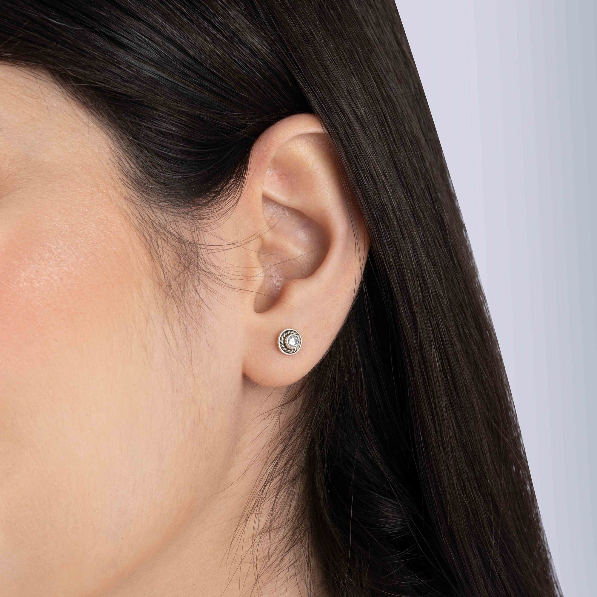 Sleek Circular Stone Studs