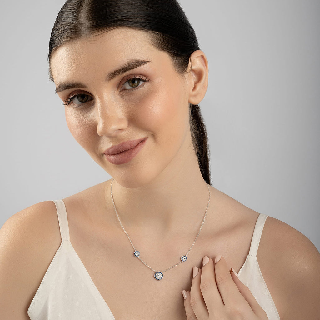 Circular Blue Floral Necklace