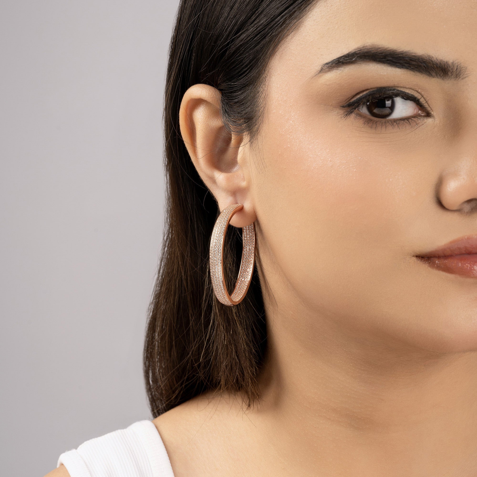 Chunky CZ-Studded Hoops