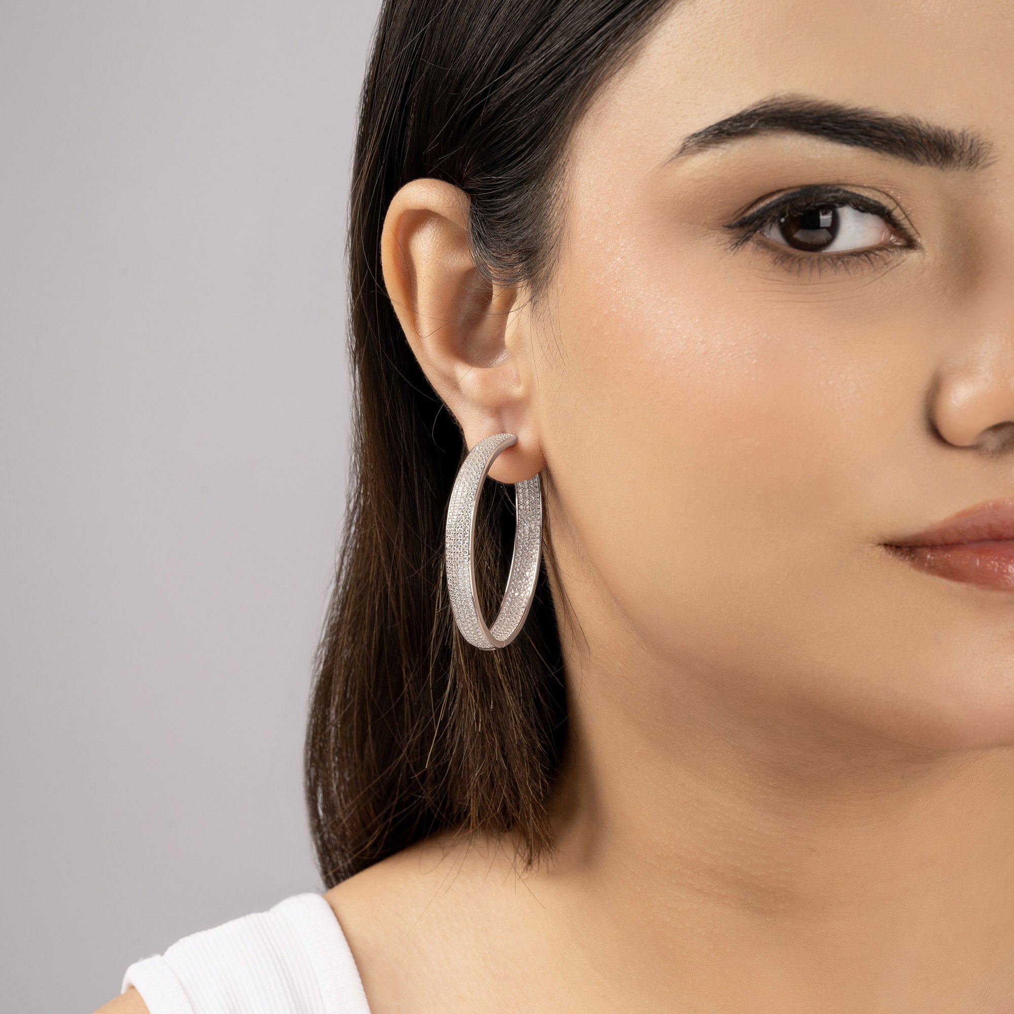 Chunky CZ-Studded Hoops