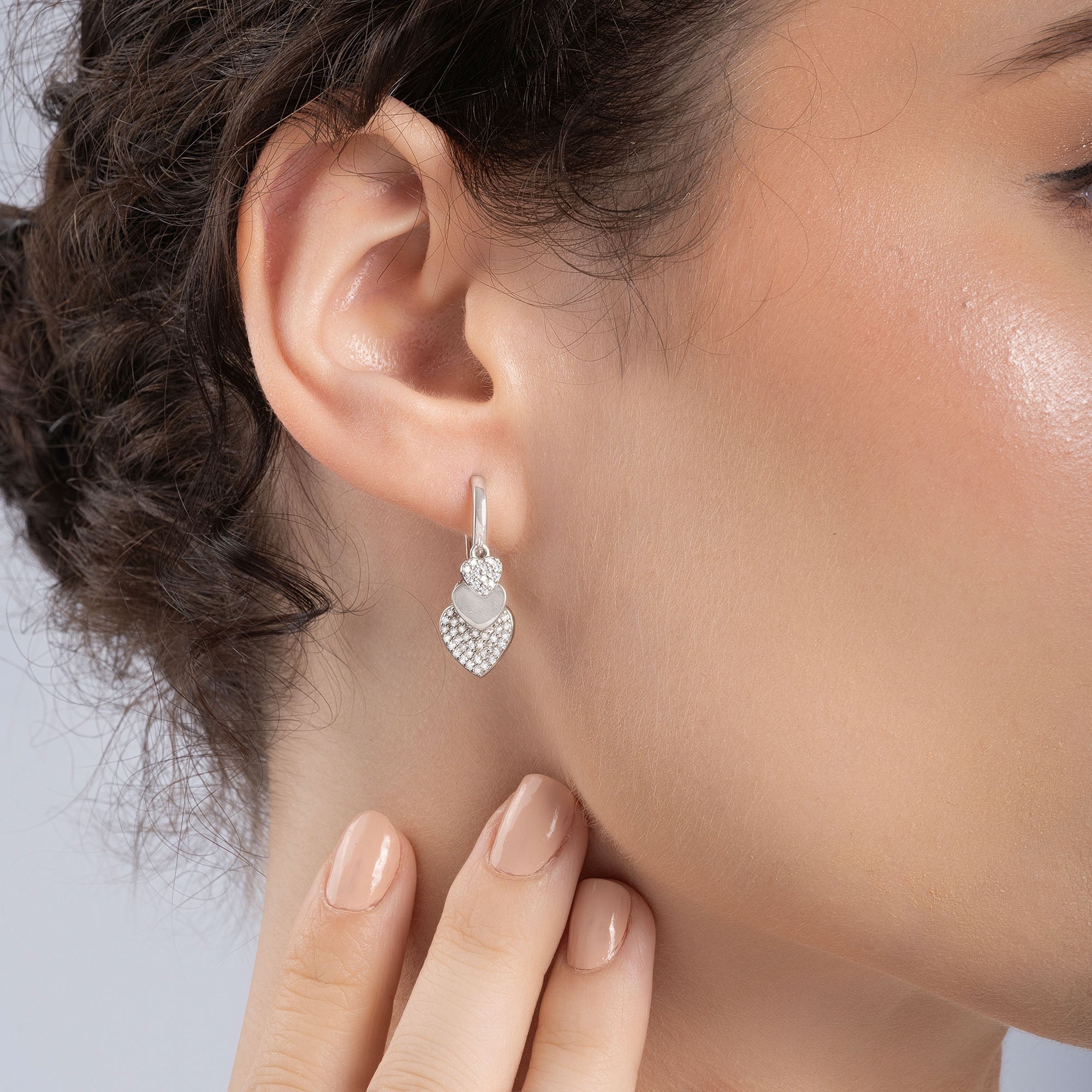 White Stone Charm Shaped Silver Bali