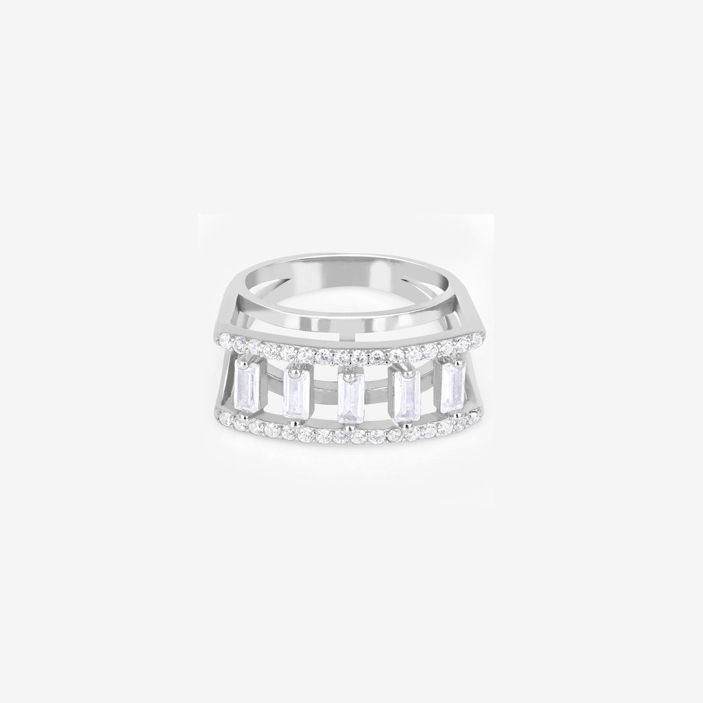 Vertical Stone Silver Ring