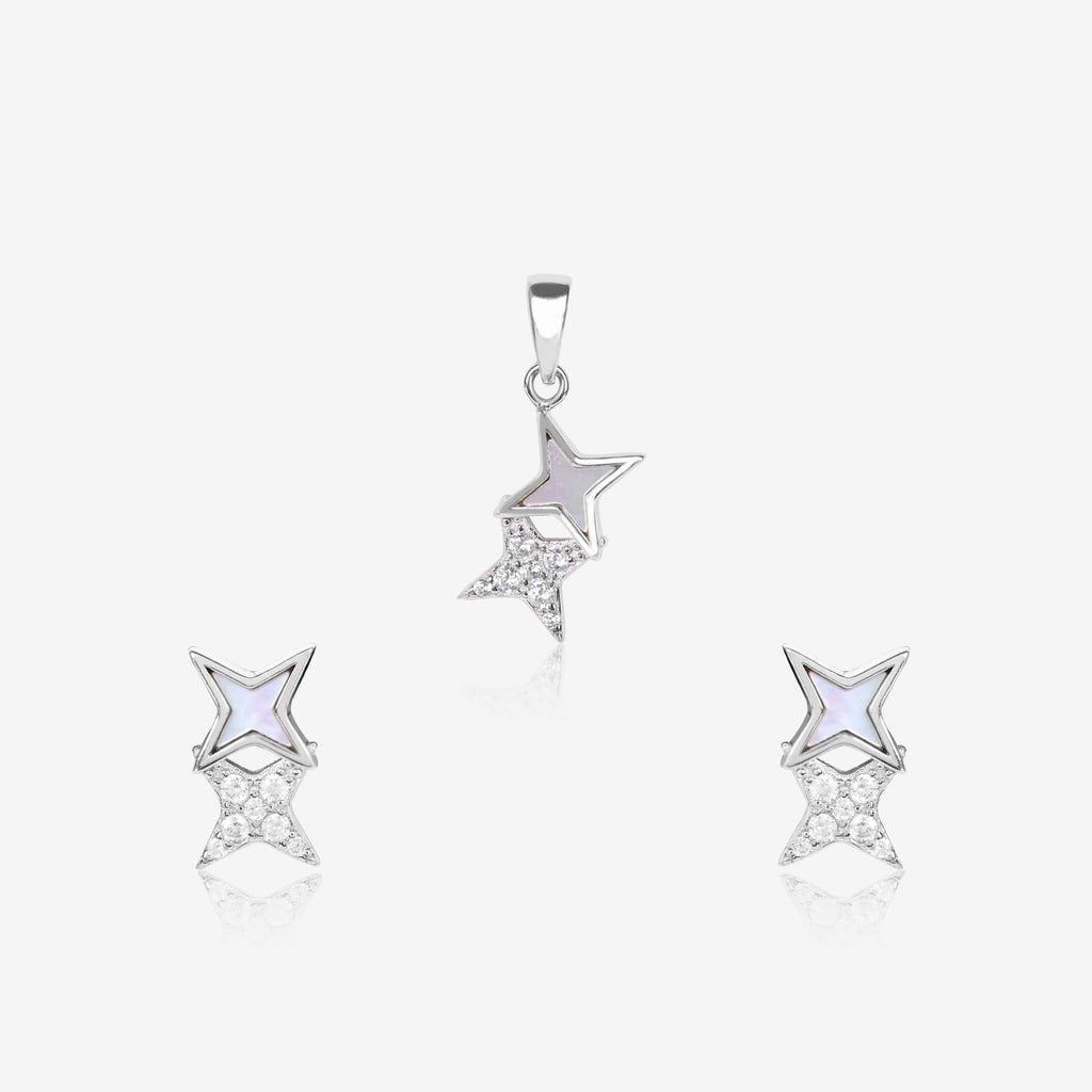 Starry Zircon Silver Pendant Set