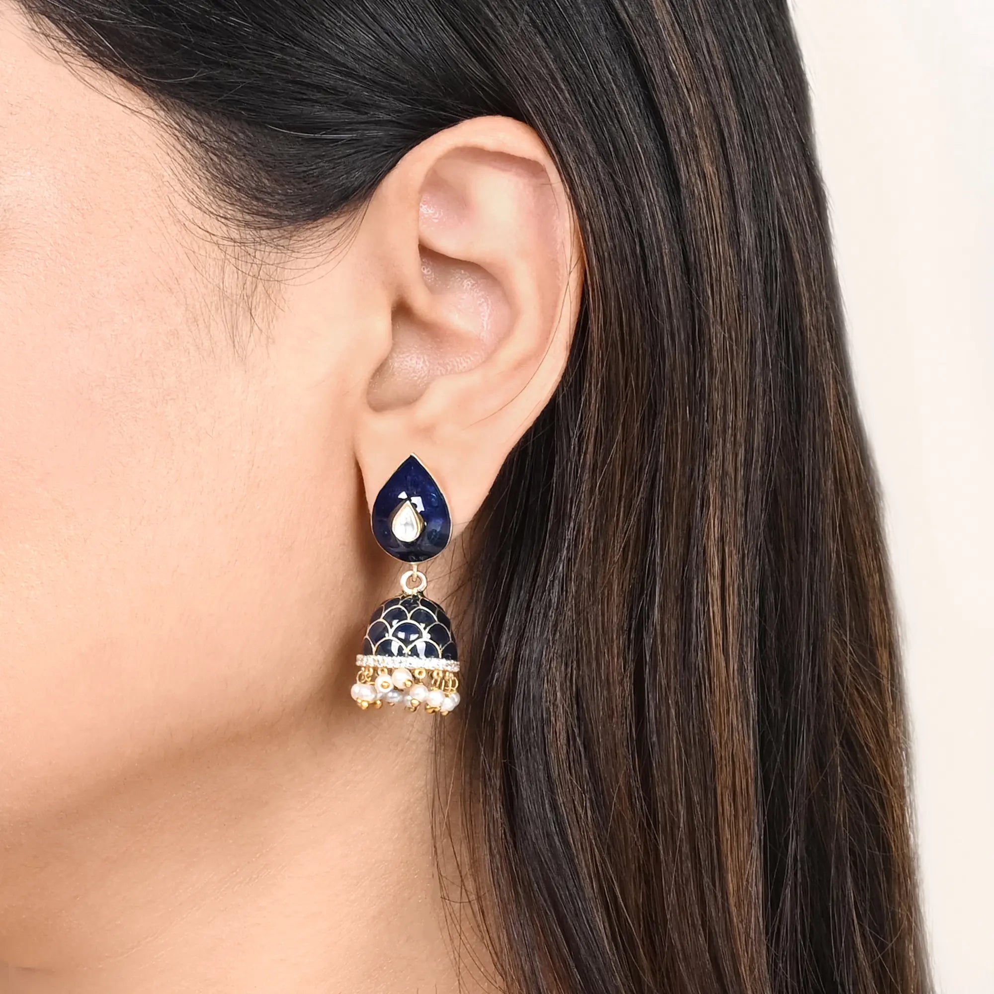 Navy Drop Jhumka