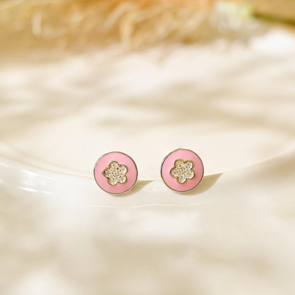 Pink Floral Studs