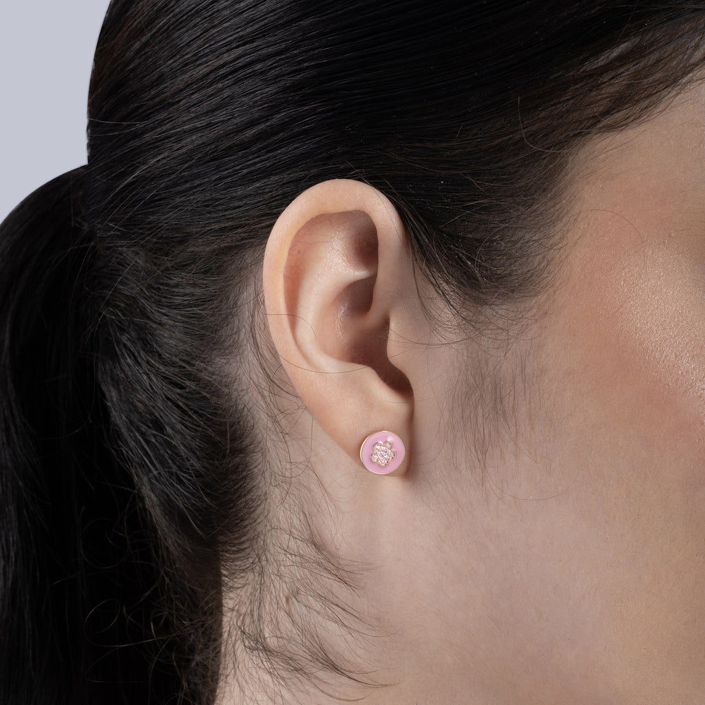 Pink Floral Studs