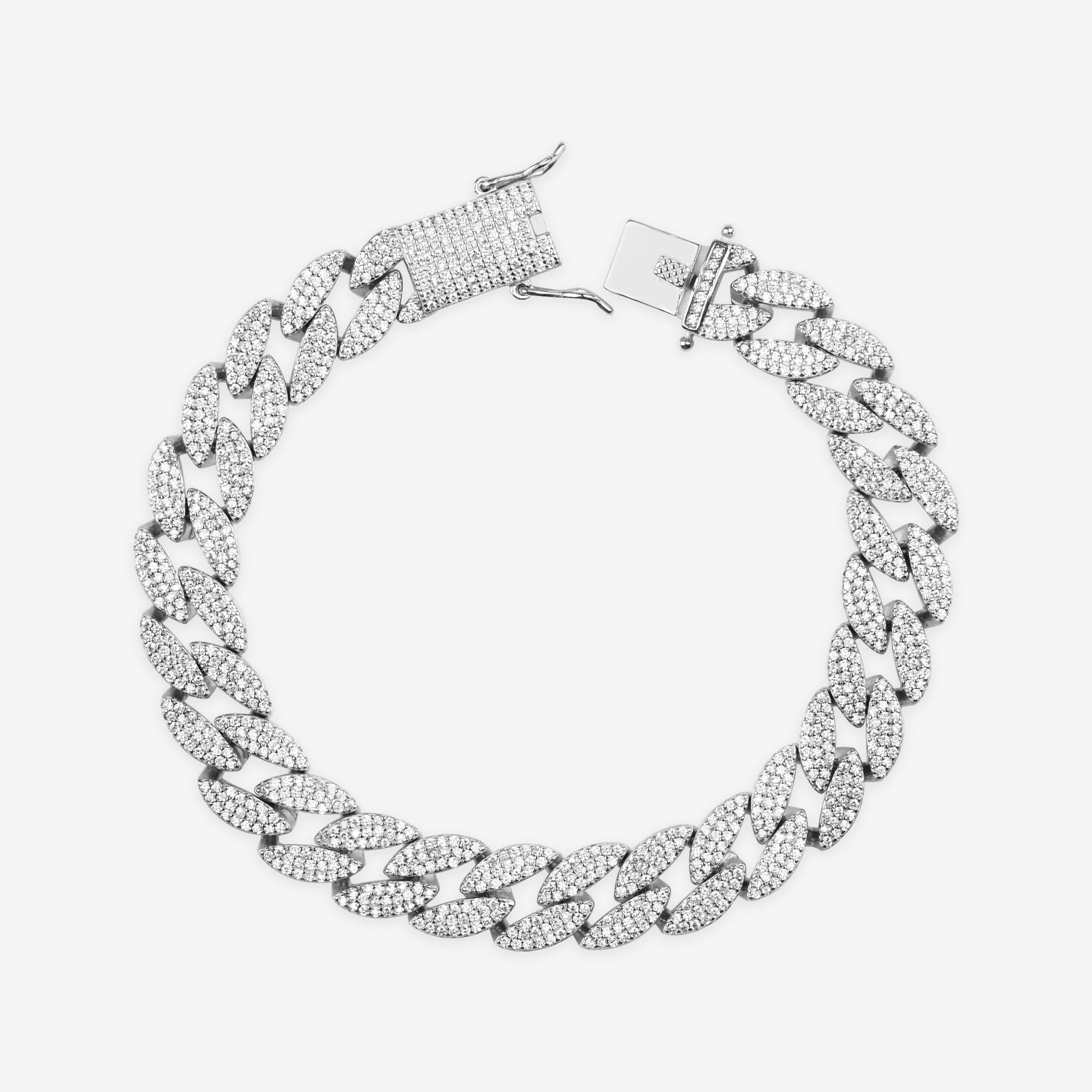 Curb Cuban Link CZ Silver Bracelet