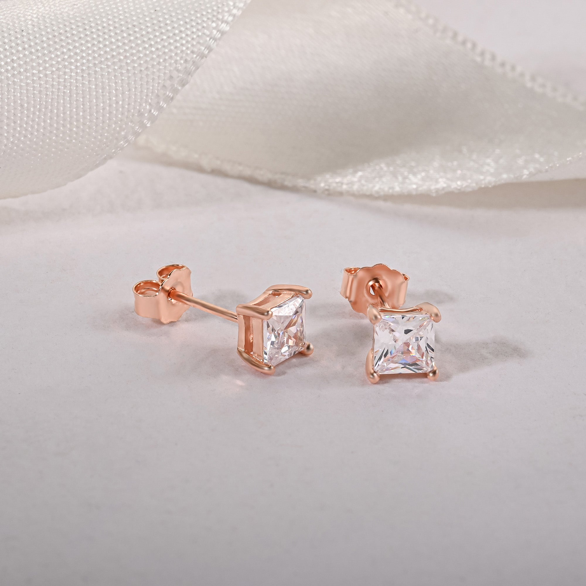 Square Single Stone Stud