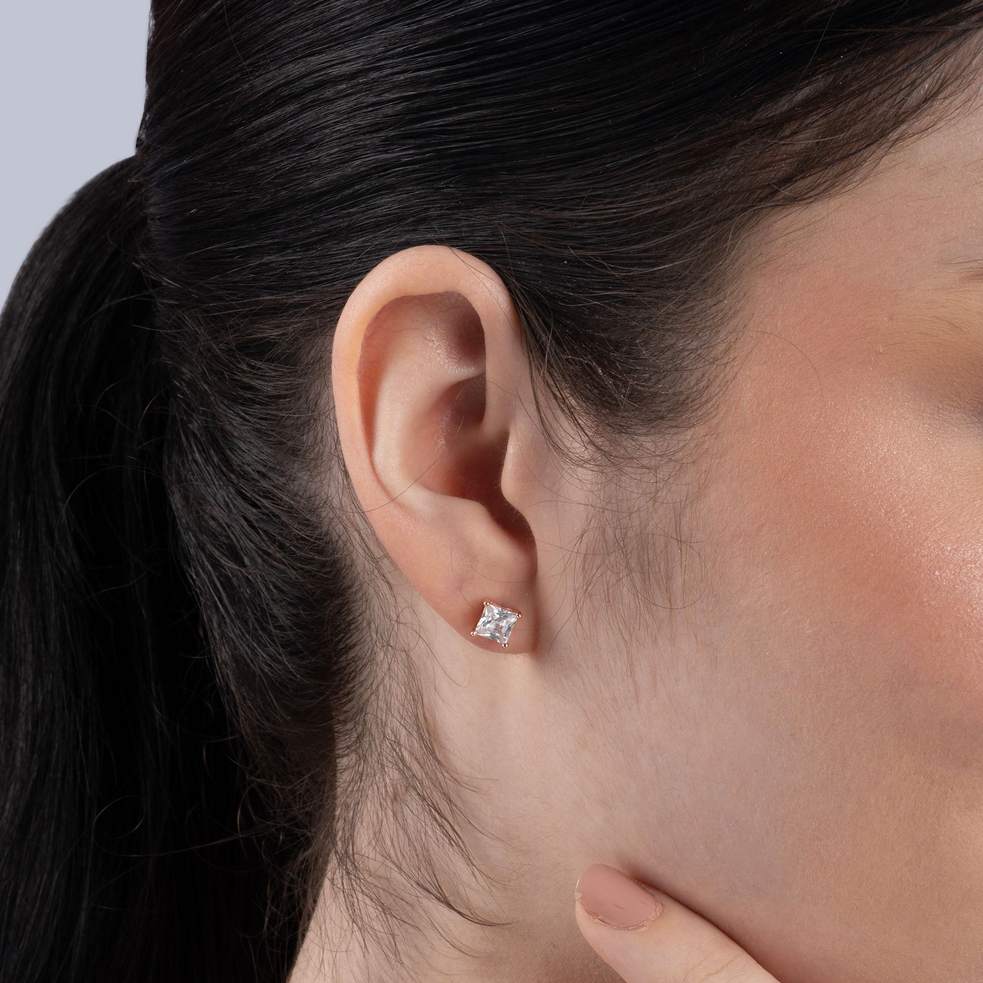 Square Single Stone Stud