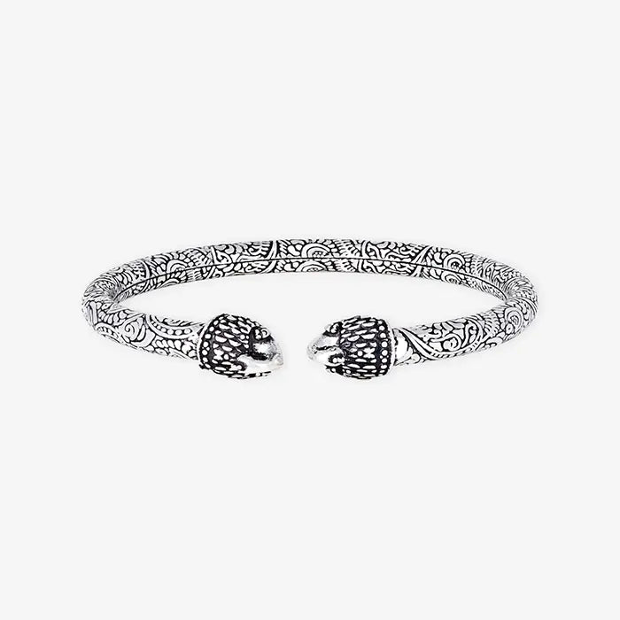 Silver Cuff Boho Oxidised Kada