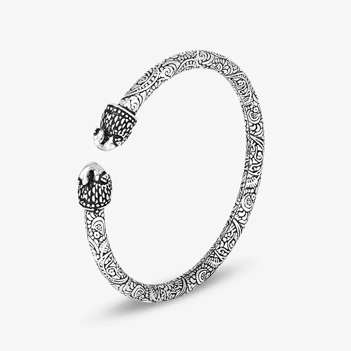Silver Cuff Boho Oxidised Kada