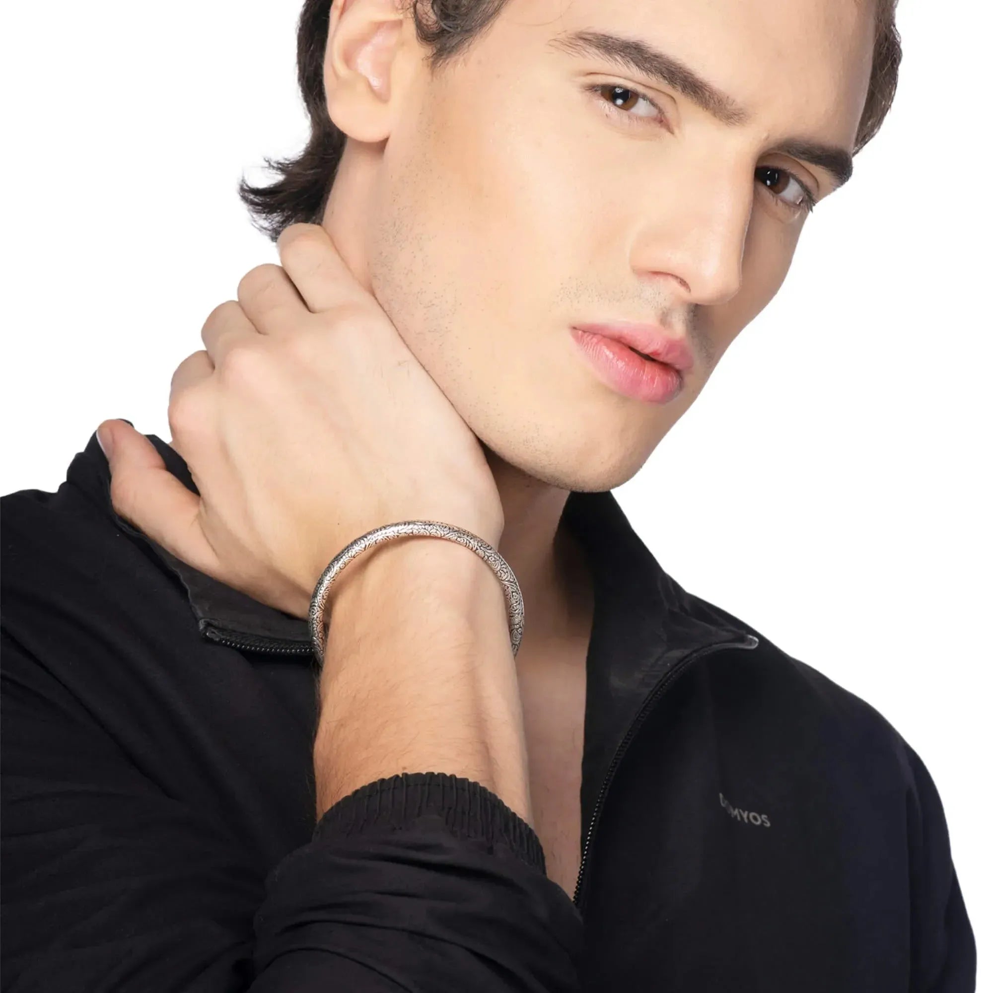 Silver Cuff Boho Oxidised Kada - Touch925