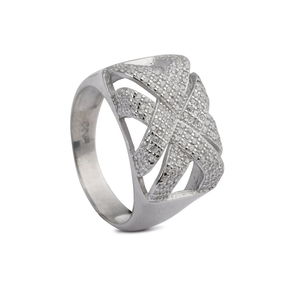 Divine Crosshatch CZ Elegance Ring - Touch925