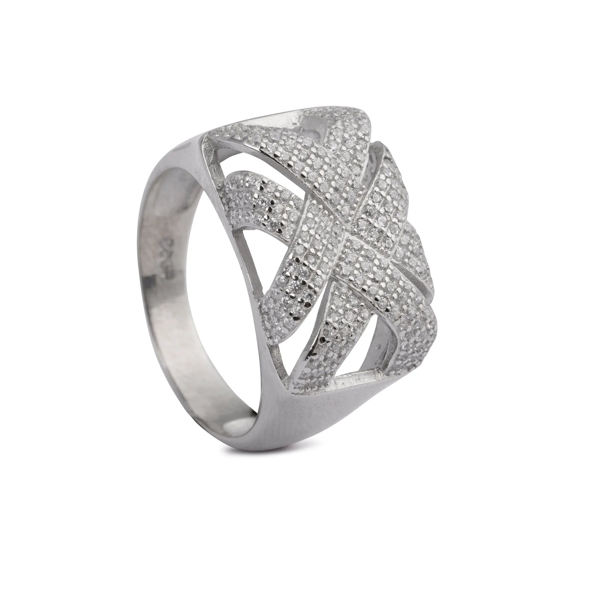 Divine Crosshatch CZ Elegance Ring - Touch925