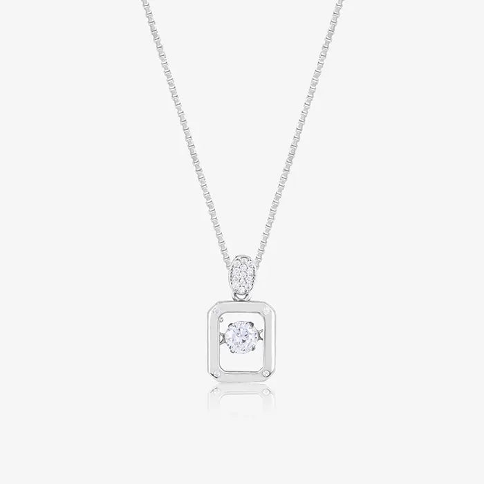 Silver Stone Rectangle Necklace