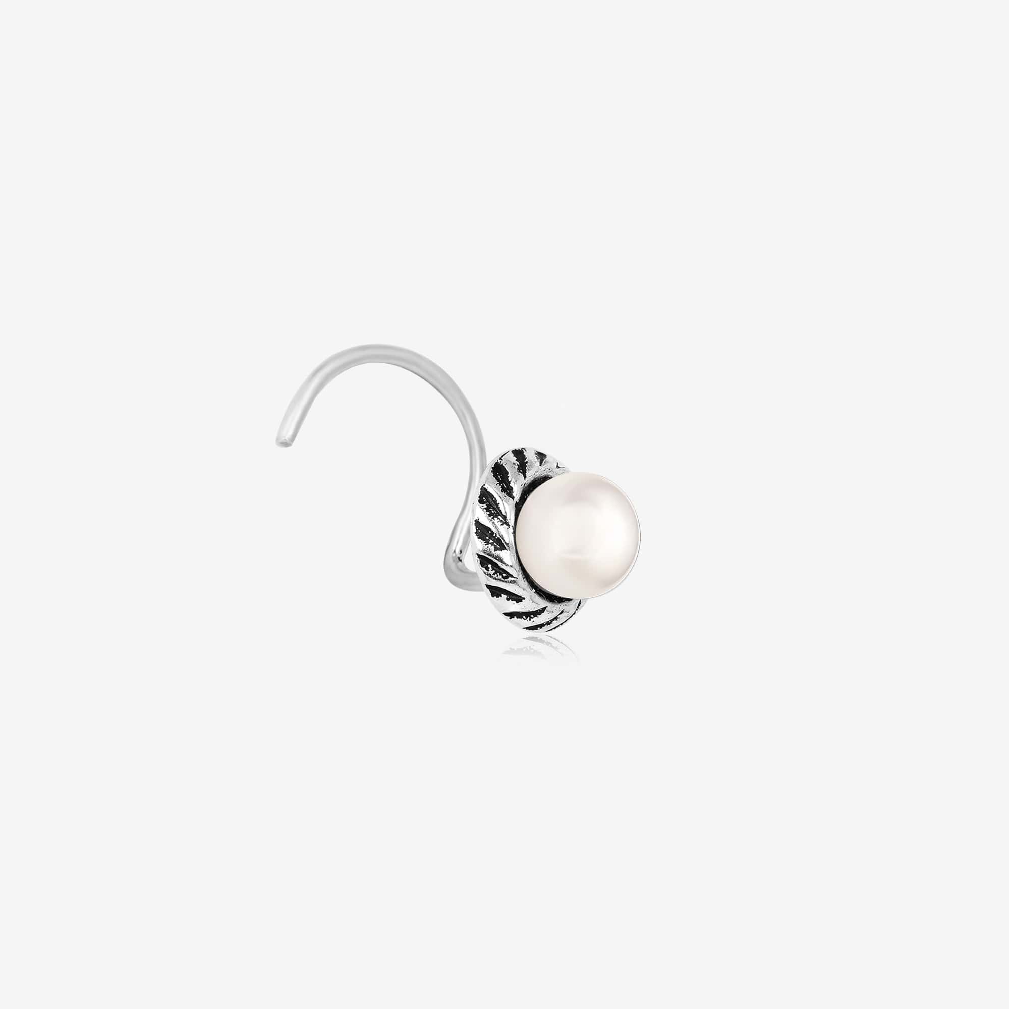Pearl Oxidized Nose Pin