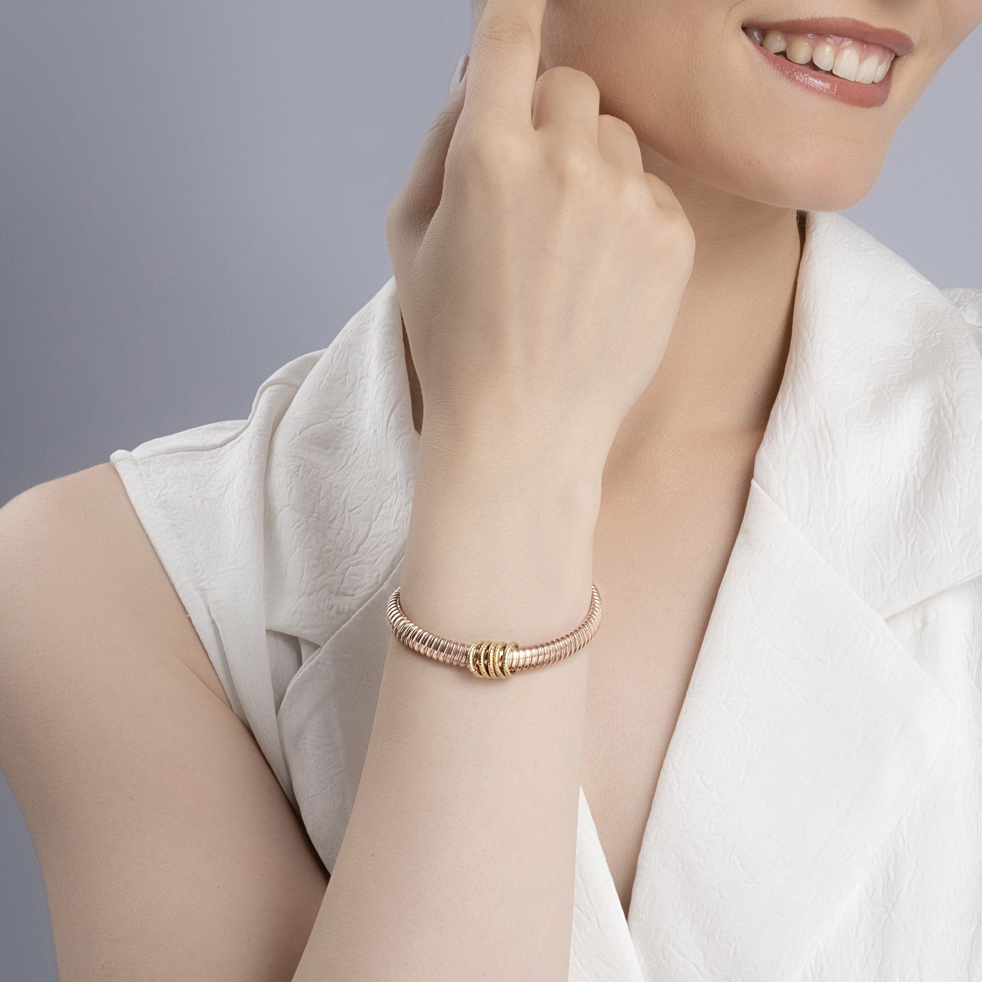 Twisted Rose Gold Charm Bracelet