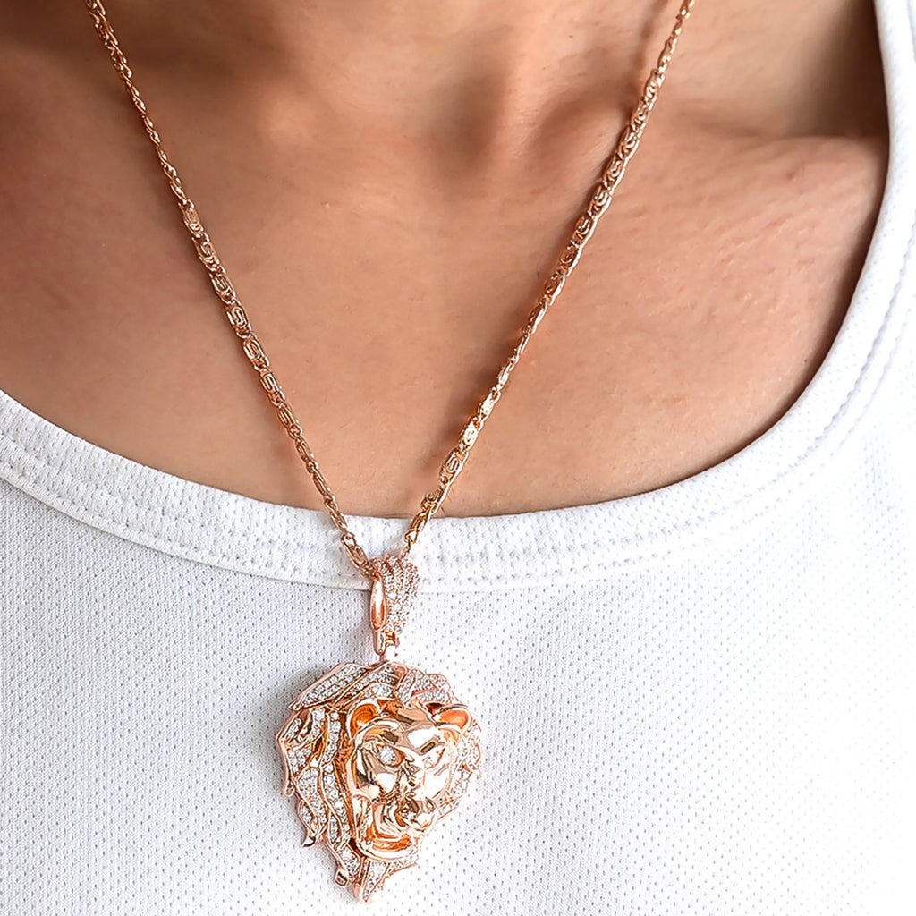 Majestic Roar Zircon Studded Rose Gold Locket