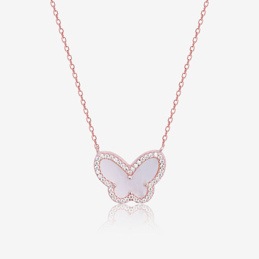Rose Gold Butterfly Stone Set