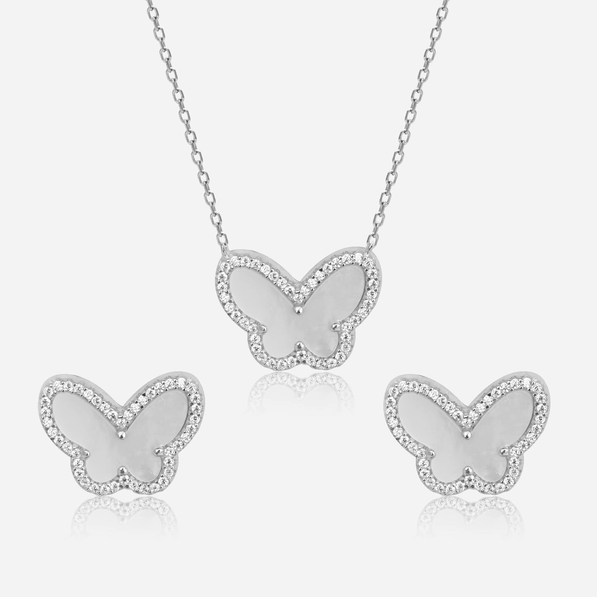 Rose Gold Butterfly Stone Set