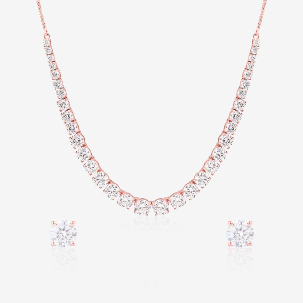 Classic Tennis Silver Necklace Set