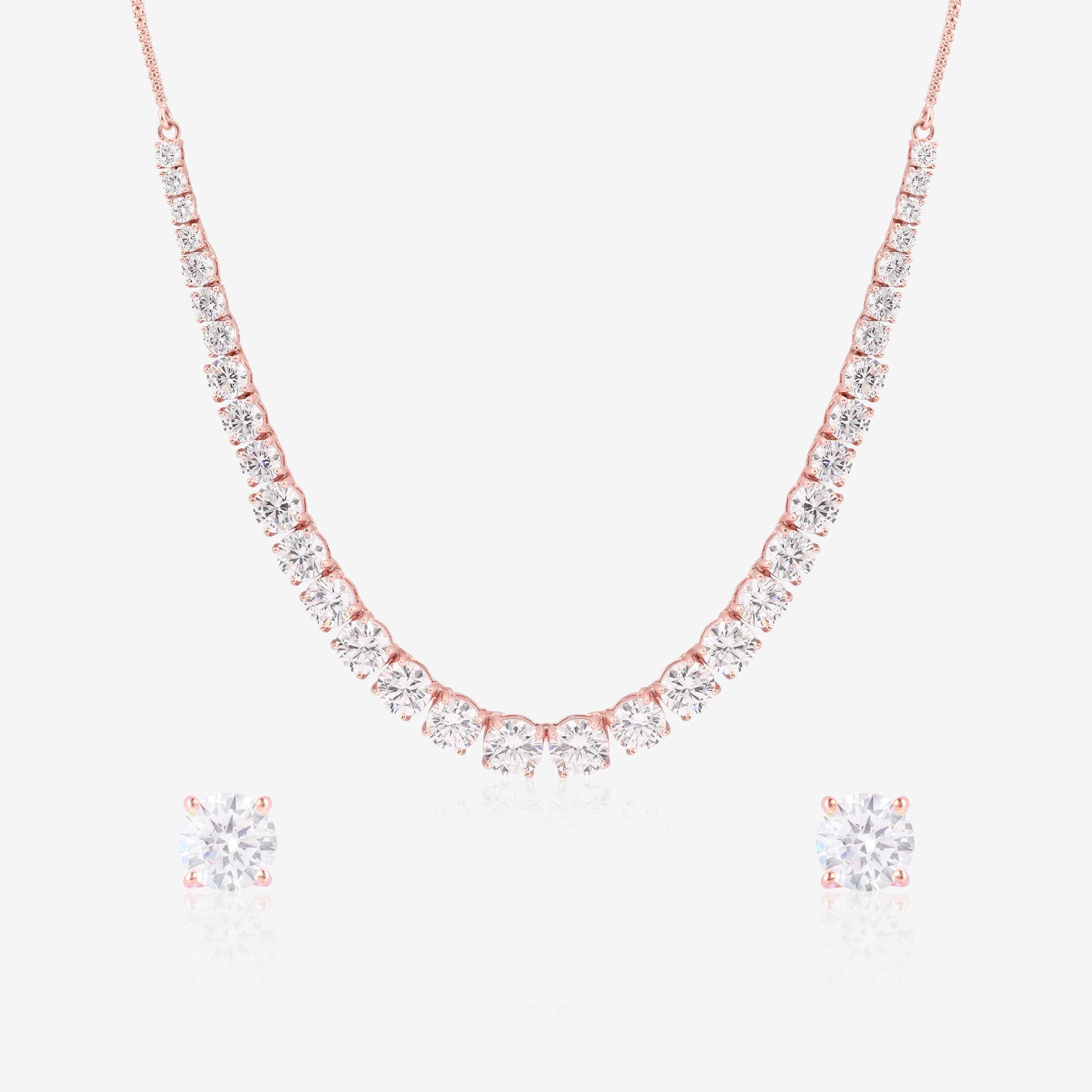 Classic Tennis Silver Necklace Set