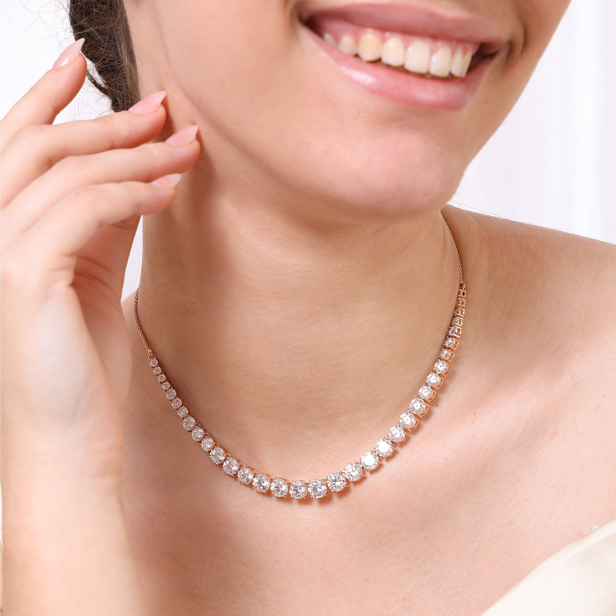 Classic Tennis Silver Necklace Set