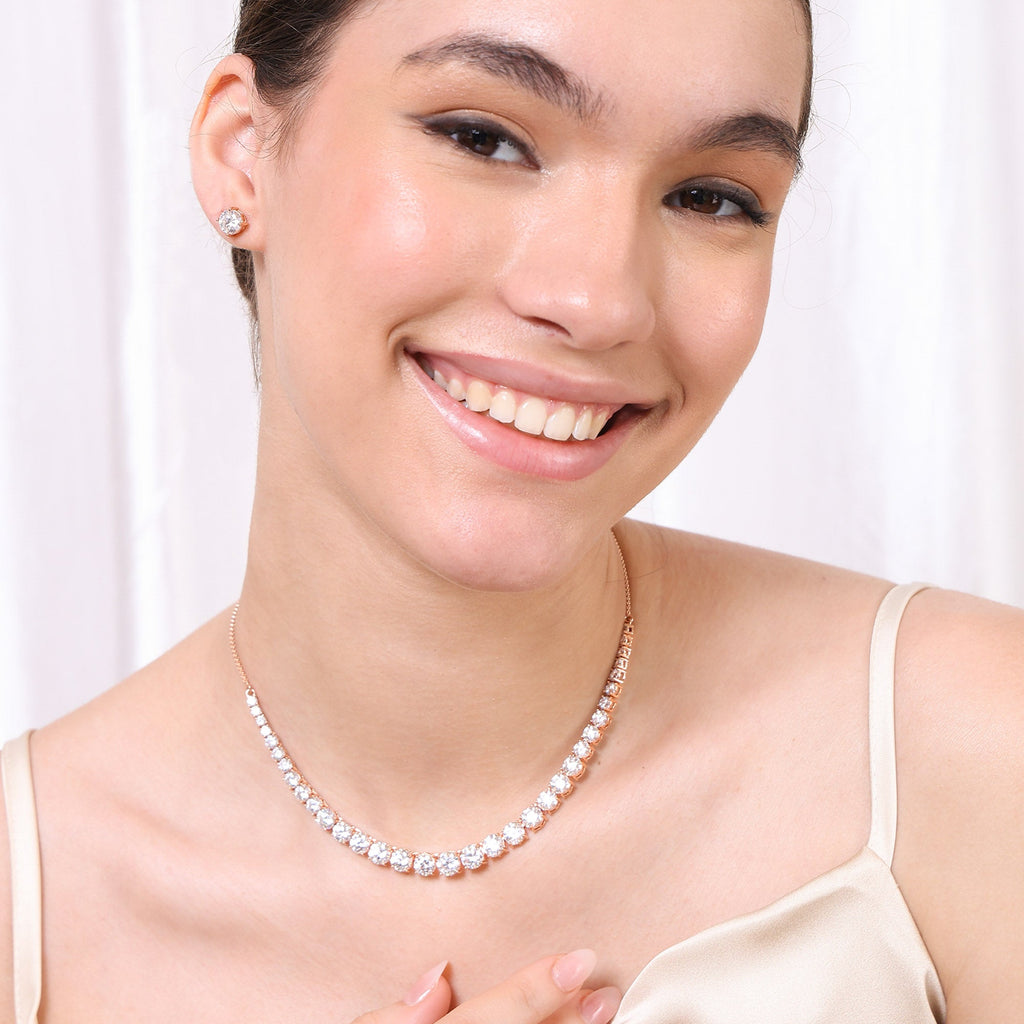 Classic Tennis Silver Necklace Set