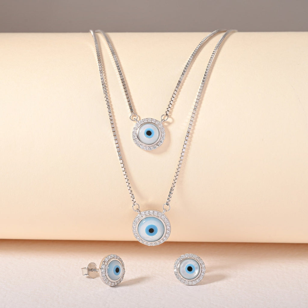 Double Layer Evil Eye Necklace Set