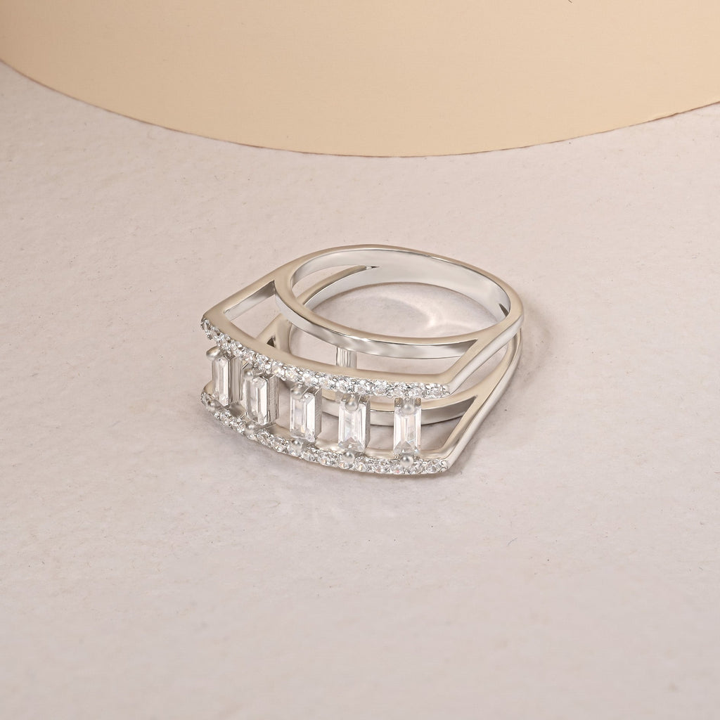 Vertical Stone Silver Ring