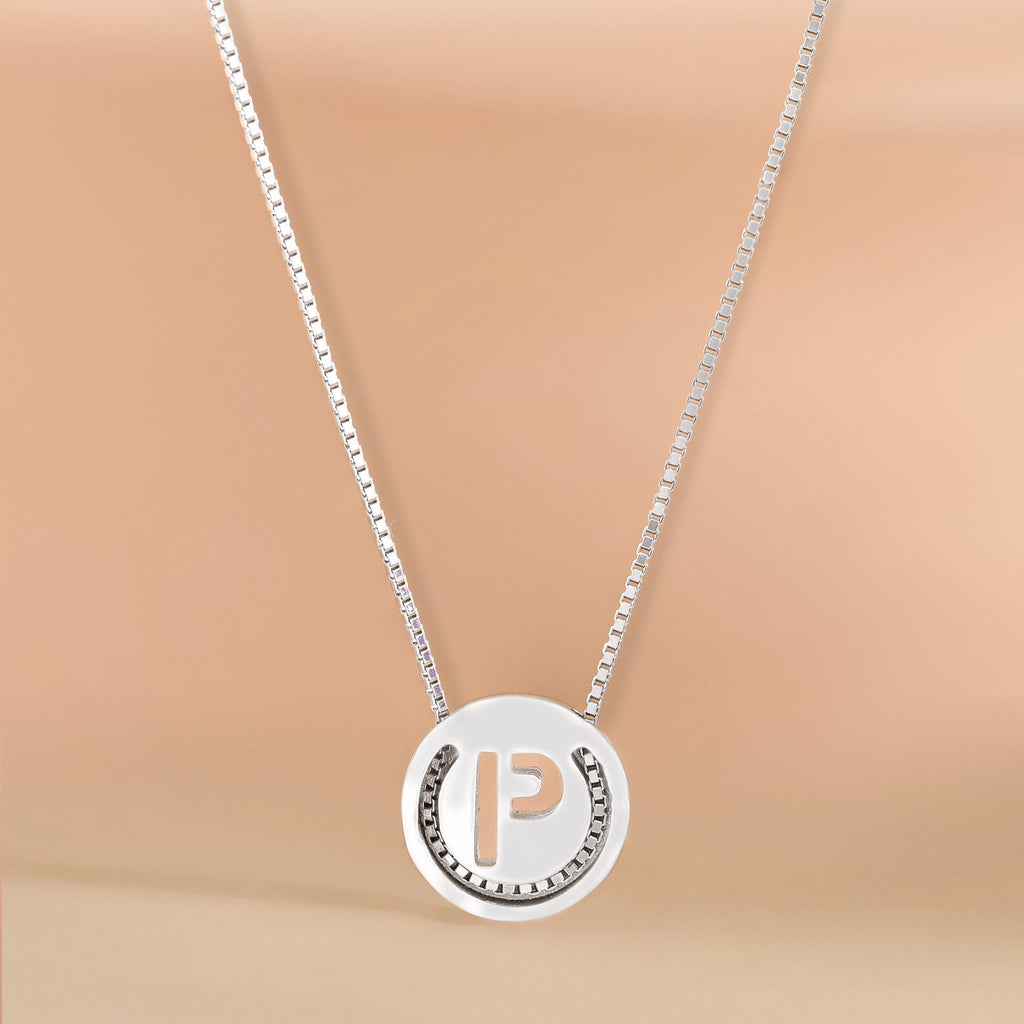 Circular Initial 'P' Necklace
