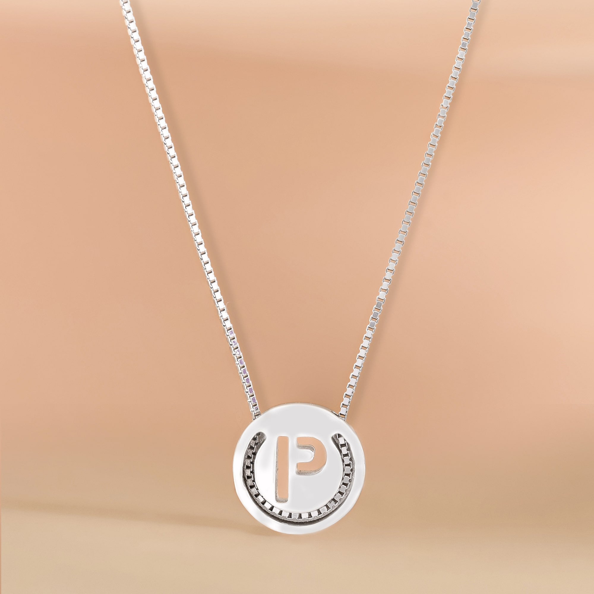 Circular Initial 'P' Necklace