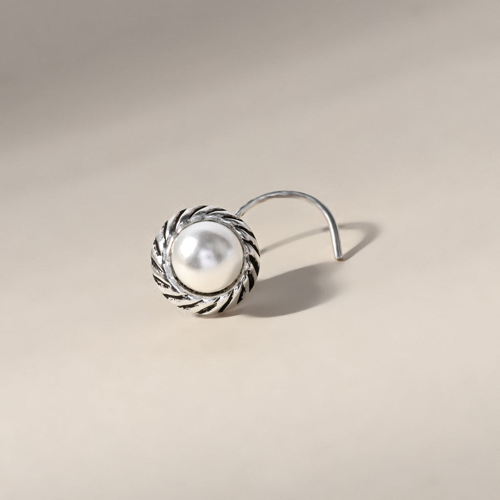 Pearl Oxidized Nose Pin