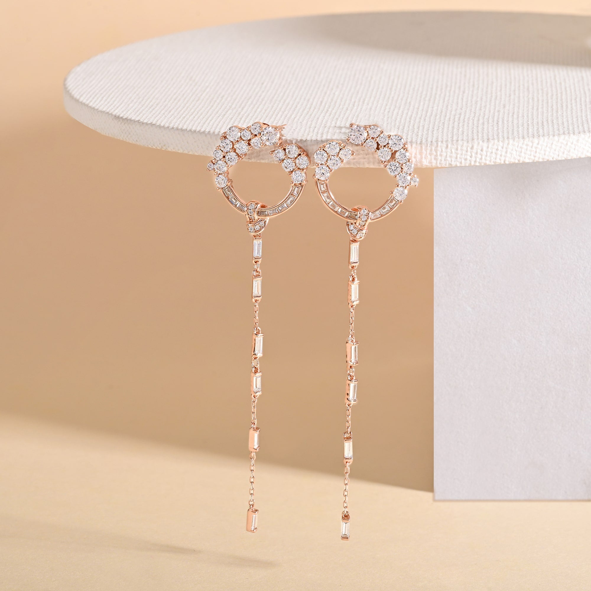 Rosegold Circular Sleek CZ Dangler