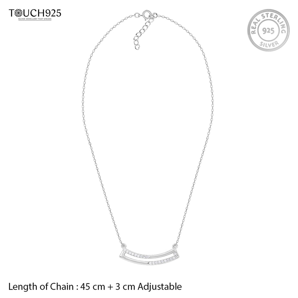 Curve Bar CZ Studded Chain Locket