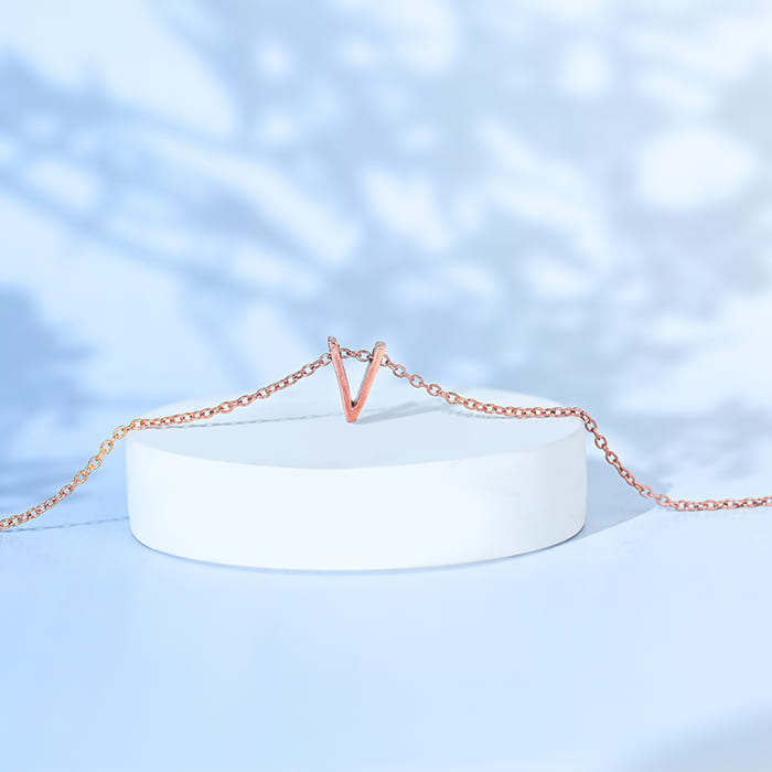 Vivid V Initial Necklace