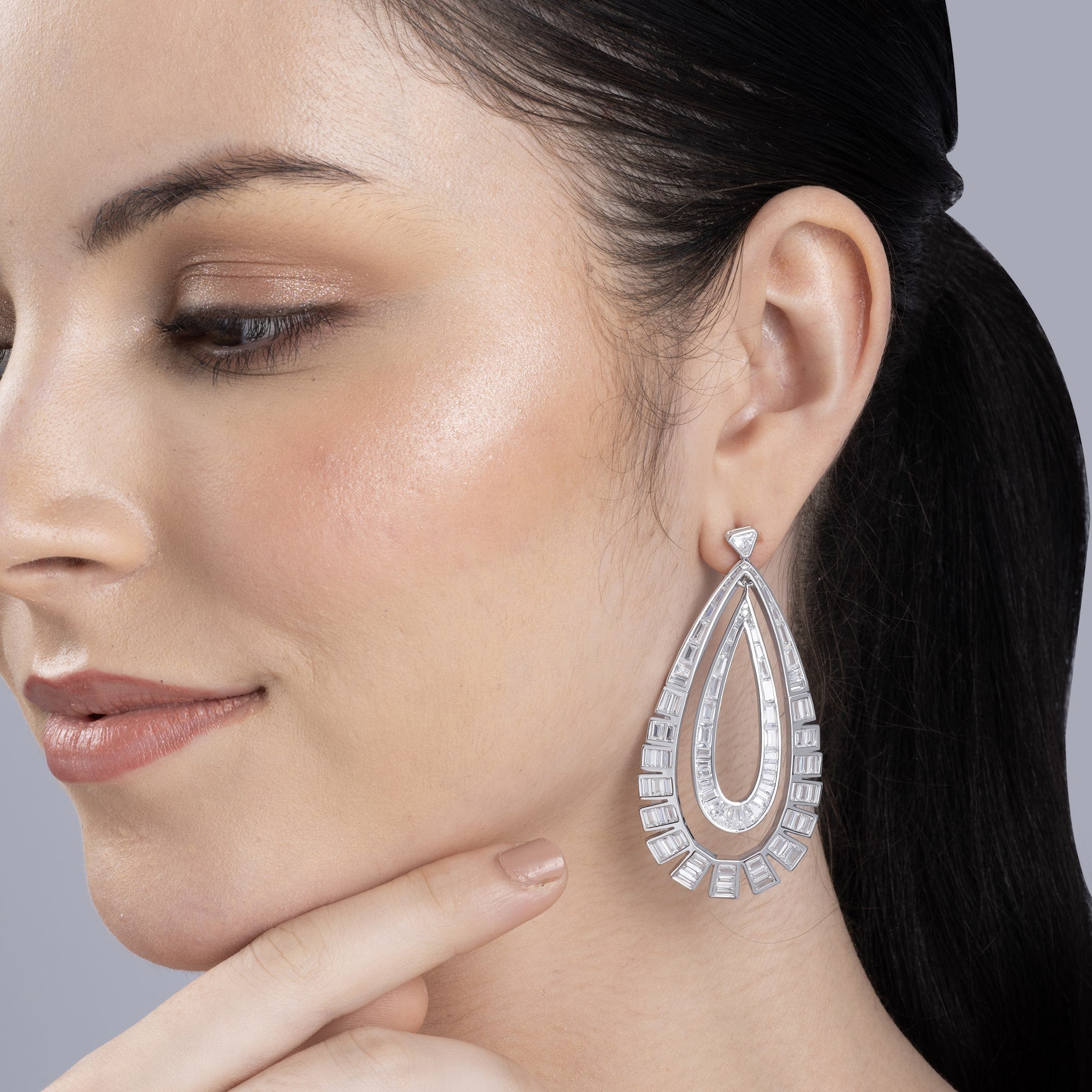 Double Layered Tear drop Dangle Earrings