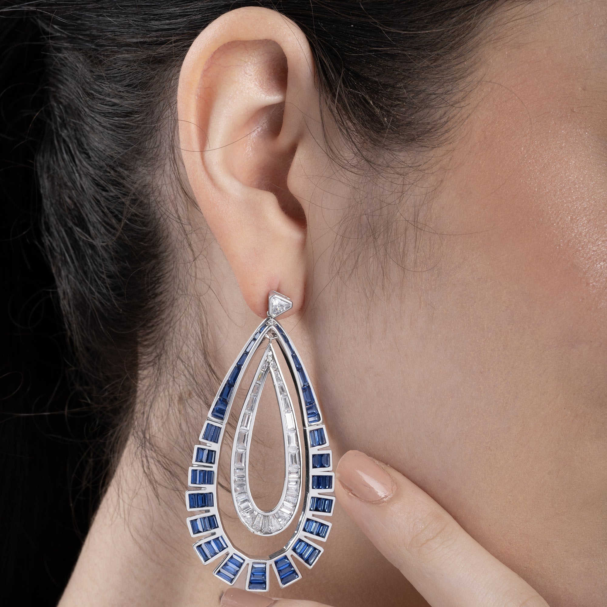 Double Layered Tear drop Dangle Earrings